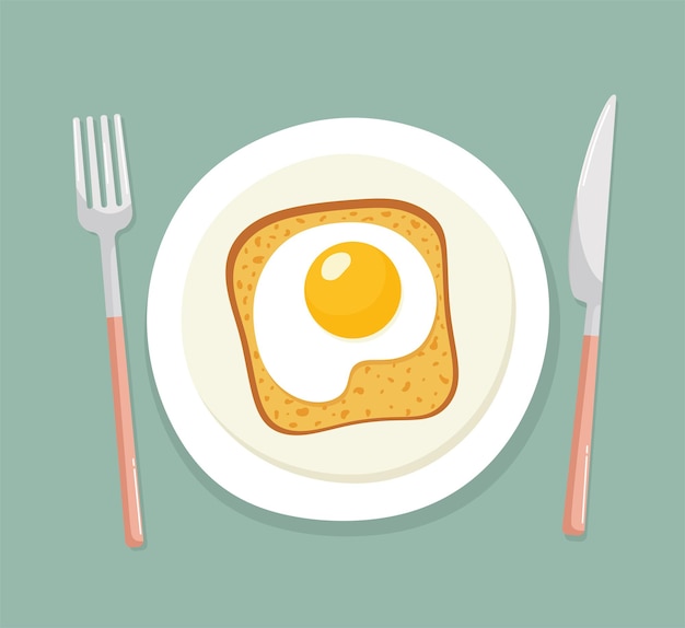 Sandwich with a slice of bread and a fried egg on a plate