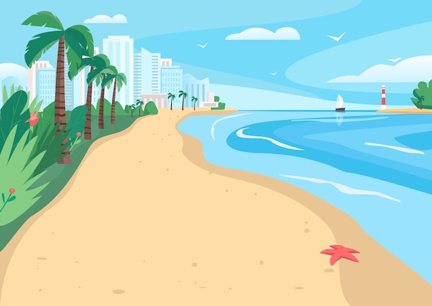 Sandy beach flat vector illustration