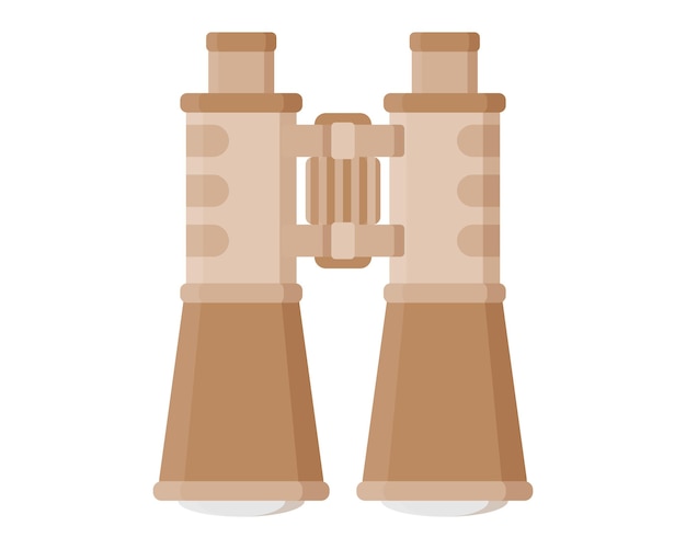 Sandy field, opera, military binoculars for observing distant objects. Touristic equipment for camping and tourism. Military concept for army, soldiers and war. Vector cartoon isolated illustration.