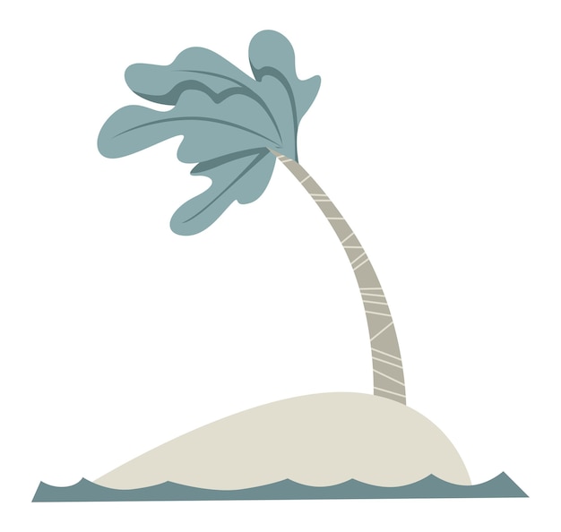 Sandy island with palm and windy weather vector