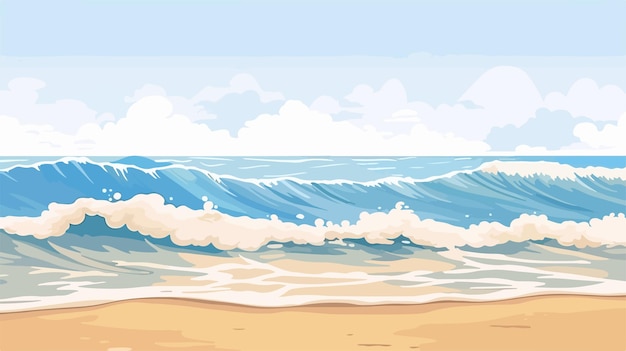 Vector sandy tropical beach summertime waves