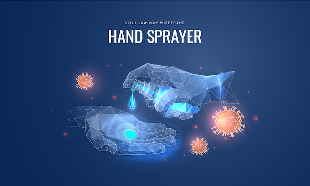 Sanitizer sprays to hands. Concept of disinfection, prevention of virus