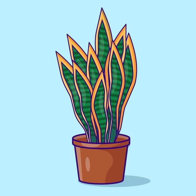 Sansevieria trifurcate or snake plant Vector Flat Icon Flat Design