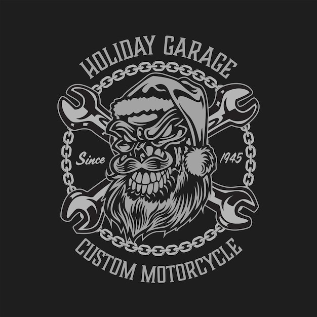 santa biker vintage badge logo design