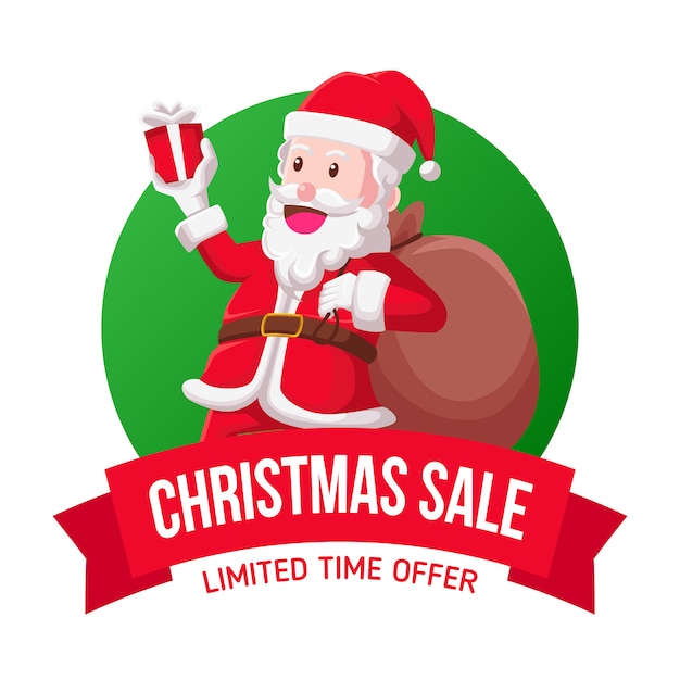 Santa Christmas sale icon illustration