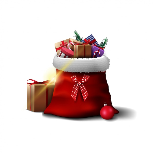 Vector santa claus bag with presents isolated