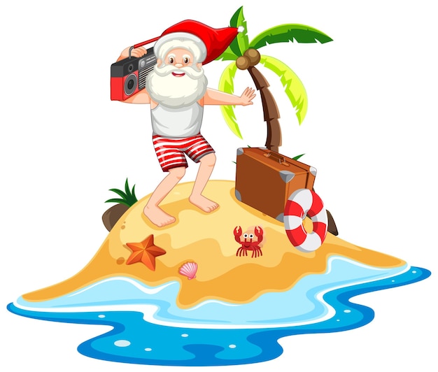 Santa Claus on the beach island for Summer Christmas