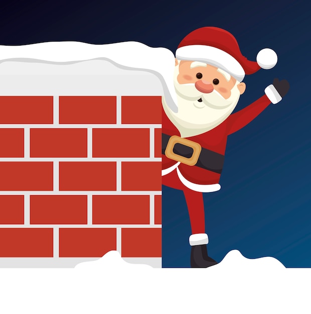 santa claus in chimney  isolated icon design