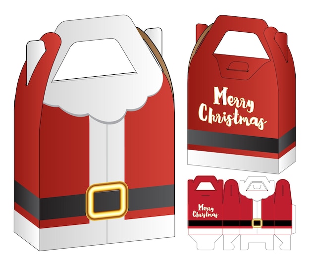 Santa Claus Christmas Box packaging template.