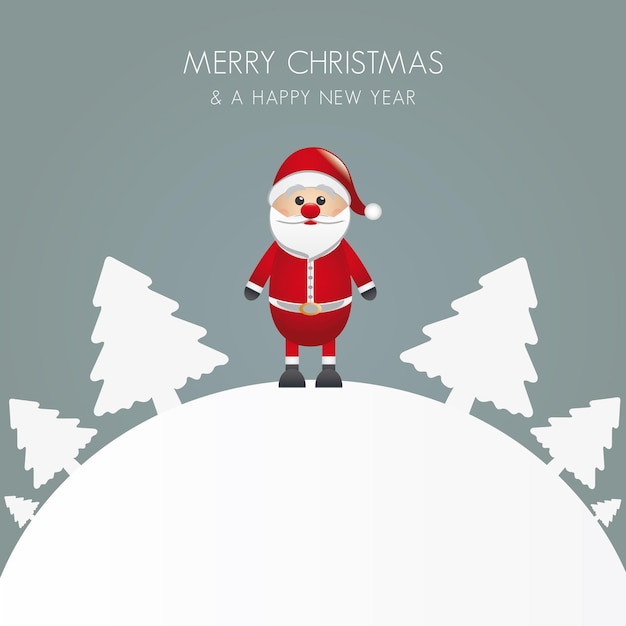 Vector santa claus christmas tree white world