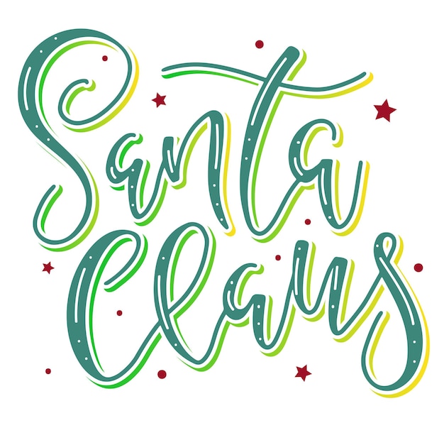 Santa Claus colored lettering for Christmas and New year