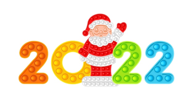 Santa Claus and colored numbers 2022 New Year antistress toy Vector illustration