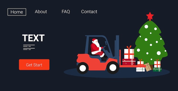 santa claus driving forklift truck loading colorful gift present boxes delivery and shipping concept merry christmas  winter holidays celebration horizontal sketch copy space vector illu