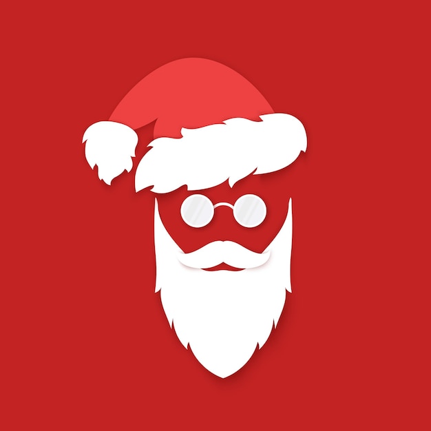 Santa Claus face silhouette on red background