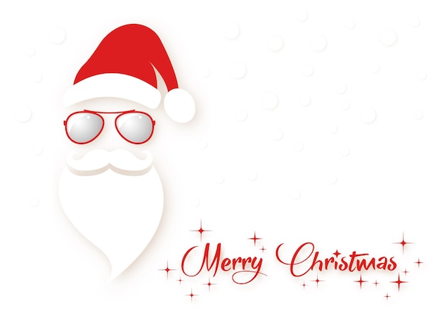 Santa Claus fashion hipster style icon. Santa hat, moustache beard. Christmas text red sunglasses