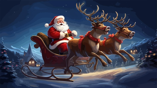 Santa Claus Flying Sleigh Sled Christmas