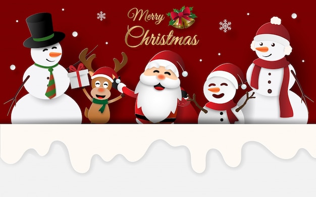 Santa Claus and friends on Christmas Card