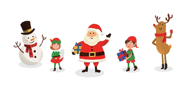 Santa Claus and friends illustration for christmas