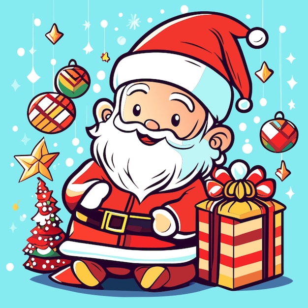 santa claus gifts christmas coloring book cover vector illustration flat 2