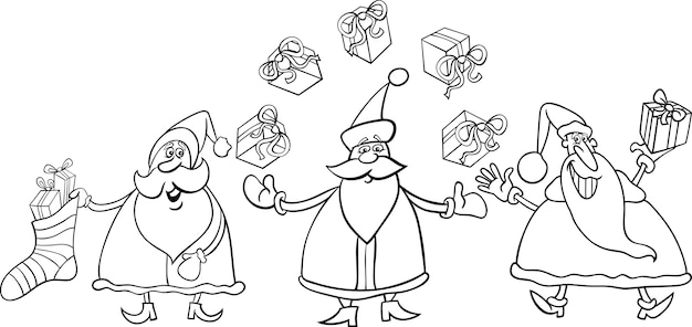 santa claus group coloring page