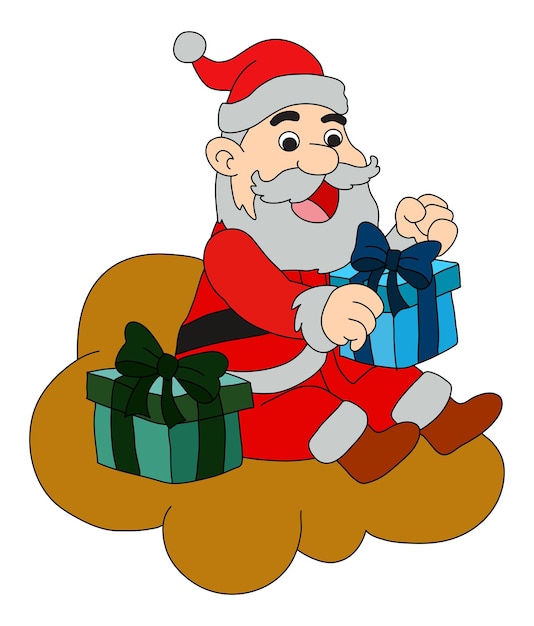 Vector santa claus holding gifts clipart christmas santa illustration festive holiday art xmas gift