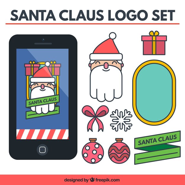 Vector santa claus logo collection