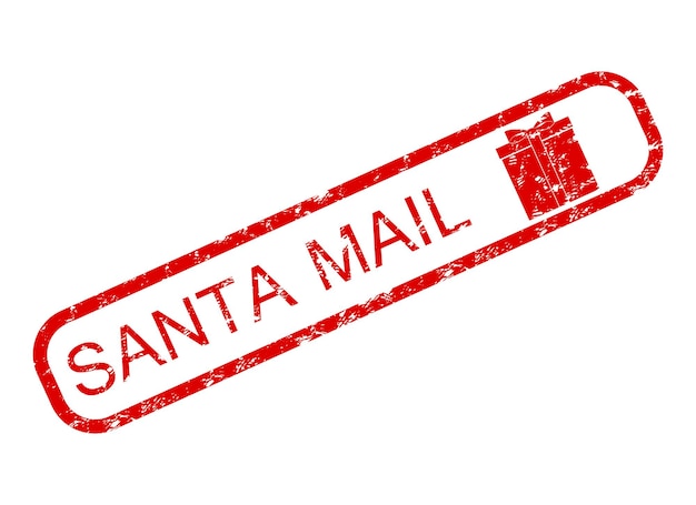 Santa claus mail rubber stamp with giftbox