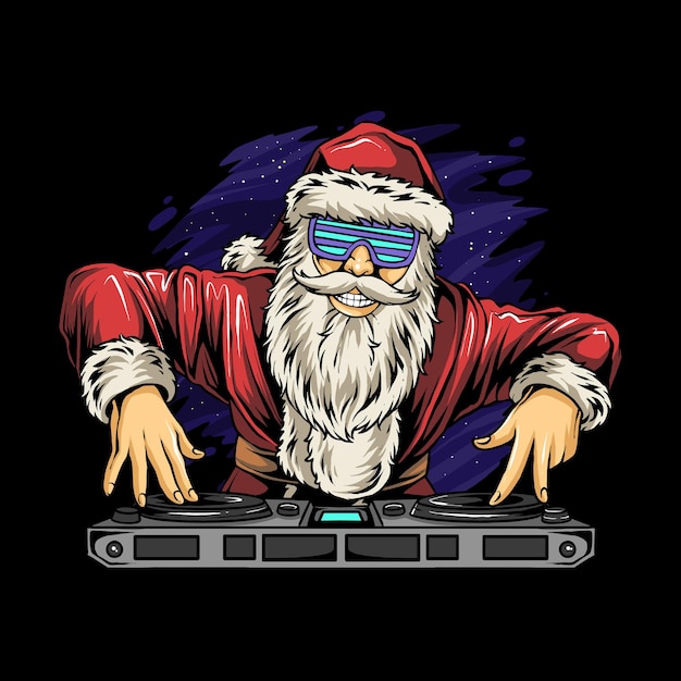 Santa Claus Playing Dj Music On Christmas Eve