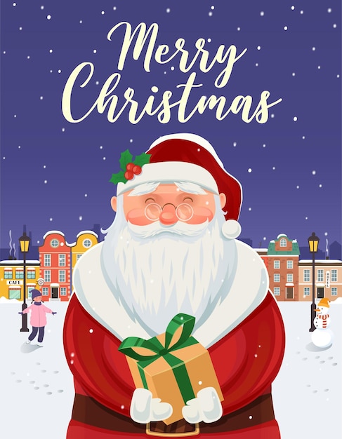 Santa Claus portrait. Christmas greeting card, poster.