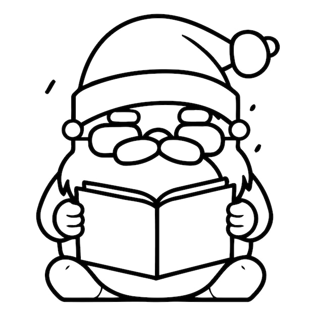 Santa Claus reading a book Cute cartoon character vector illustration