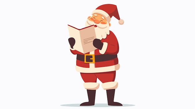 Vector santa claus reading letter flat lay festive christmas concept