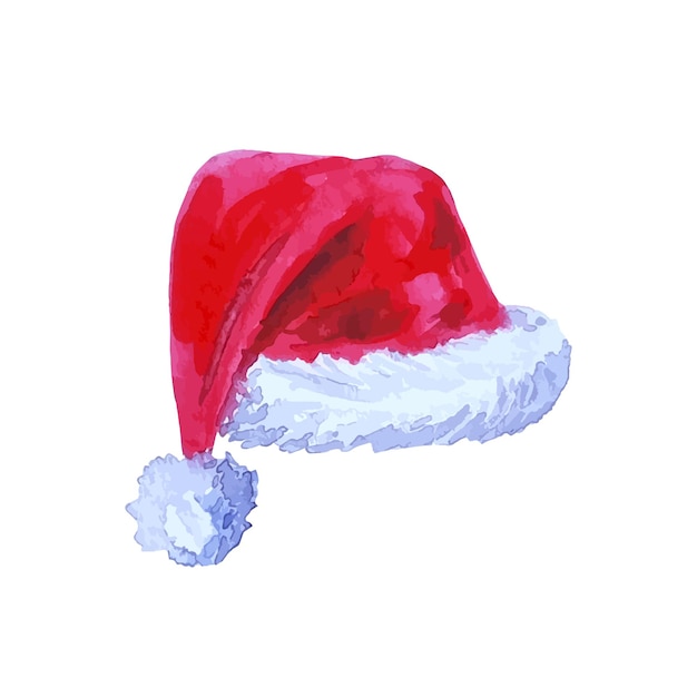 Santa Claus red christmas hat watercolor hand drawn isolated clothes sticker