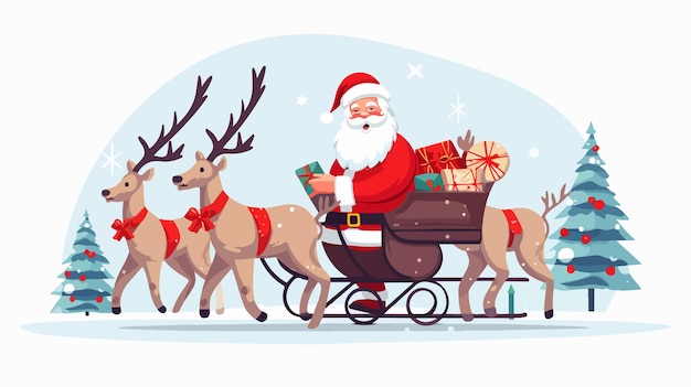 Santa Claus Riding Reindeer Sleigh Christmas Character