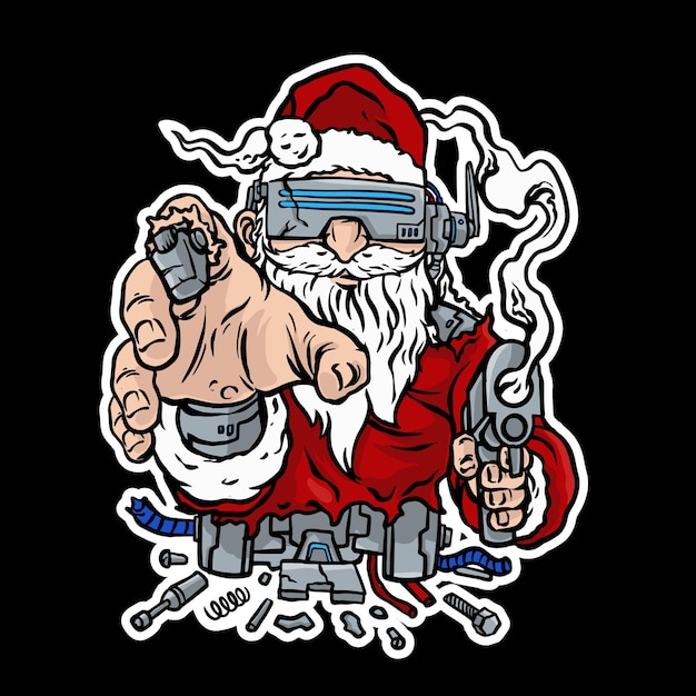 santa claus robot illustration