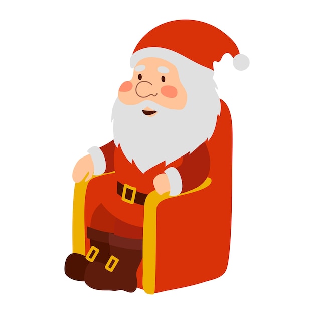 Santa Claus sitting in a chair. Isolated object on a white background