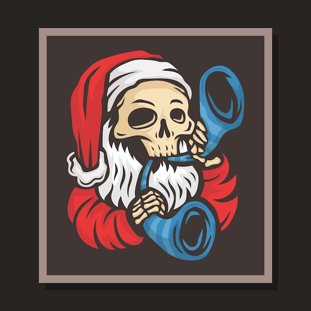 santa claus skull character blow the trumpet celebrate of merry christmas and happy new year