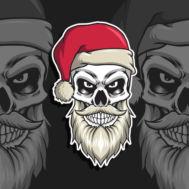 Santa claus skull head vector illustration