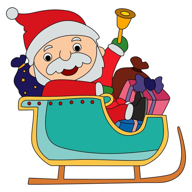 Vector santa claus in sleigh with gifts christmas clipart holiday art festive designs xmas graphics