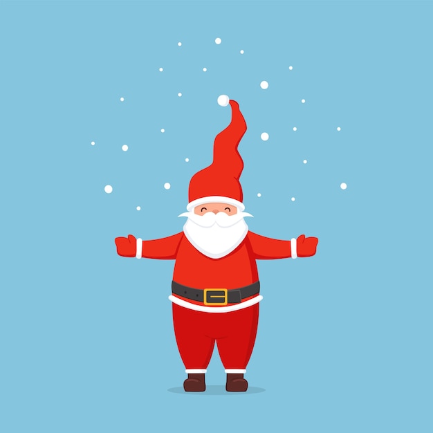 Santa Claus and snow on blue background