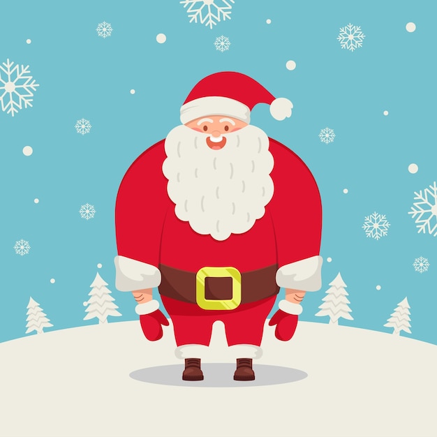 Santa claus, stylish postcard. Merry Christmas. Vector illustration