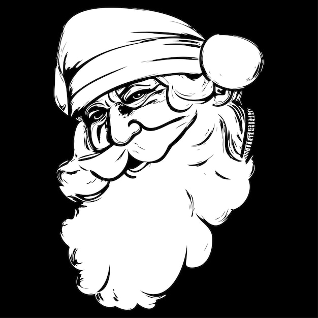 Santa claus vector hand drawn vector black and white clip art