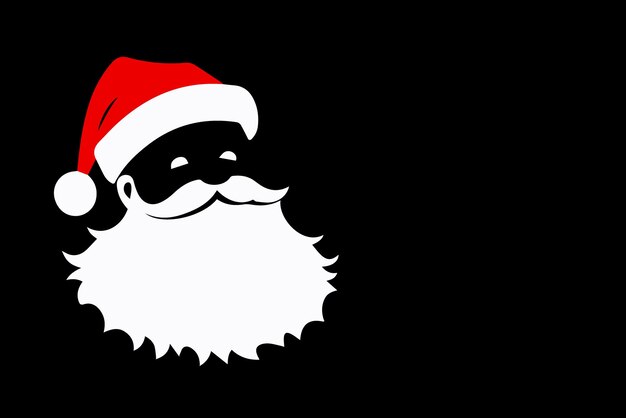 Vector santa claus with beard and mustache on black background