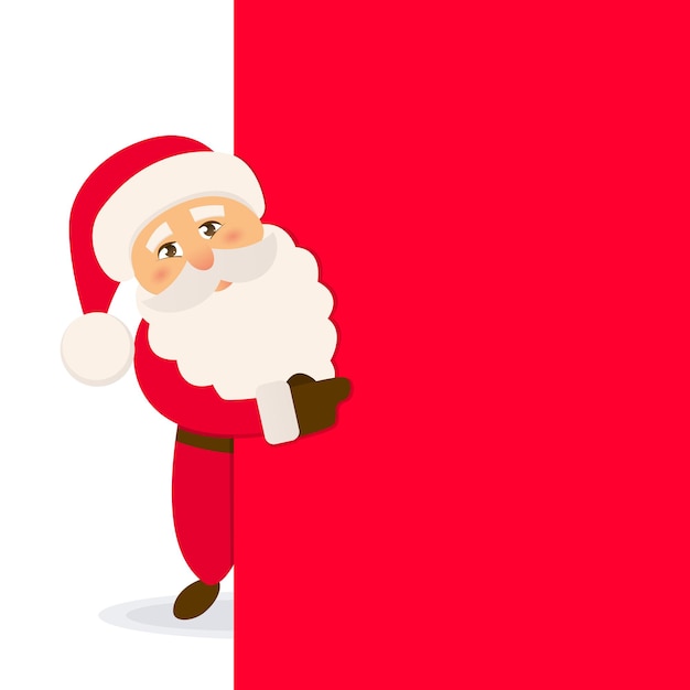 Santa claus with blank banner christmas banner vector illustration