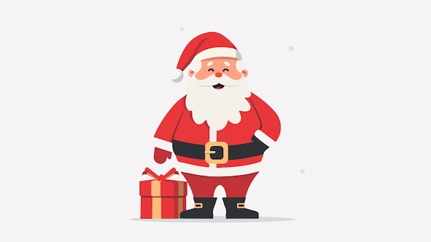 Vector santa claus with gift bag flat style behind shoulders