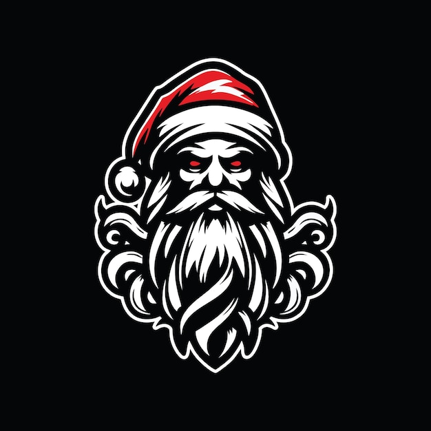 Santa Claus With Hat Design Logo Art