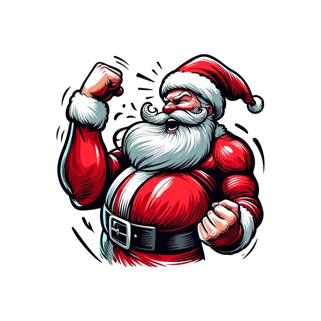 Vector santa claus with his jolly belly jiggling with excitement