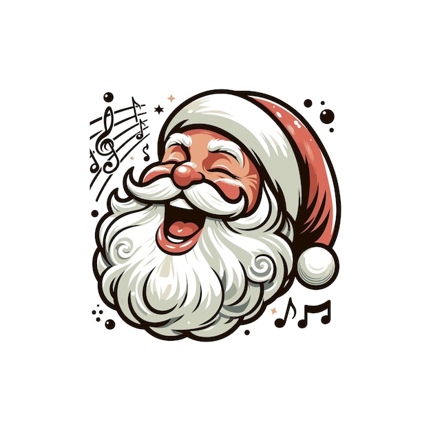 Vector a santa claus with a musical note on it santa claus singing joyfully