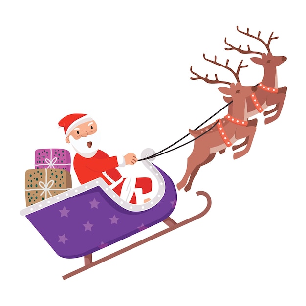 Vector santa claus with sleigh a d deers vector illustration