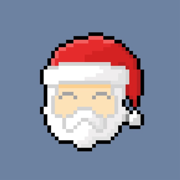 Santa clause head with pixel art style