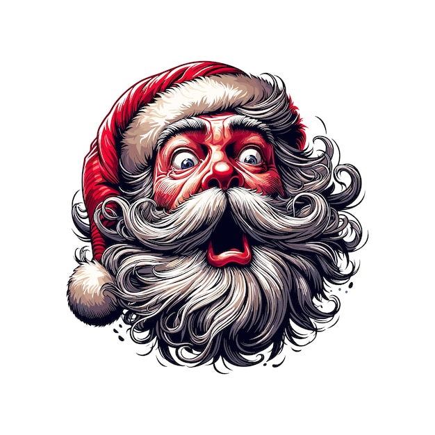 Santa Clauss face in midyawn with full bushy beard